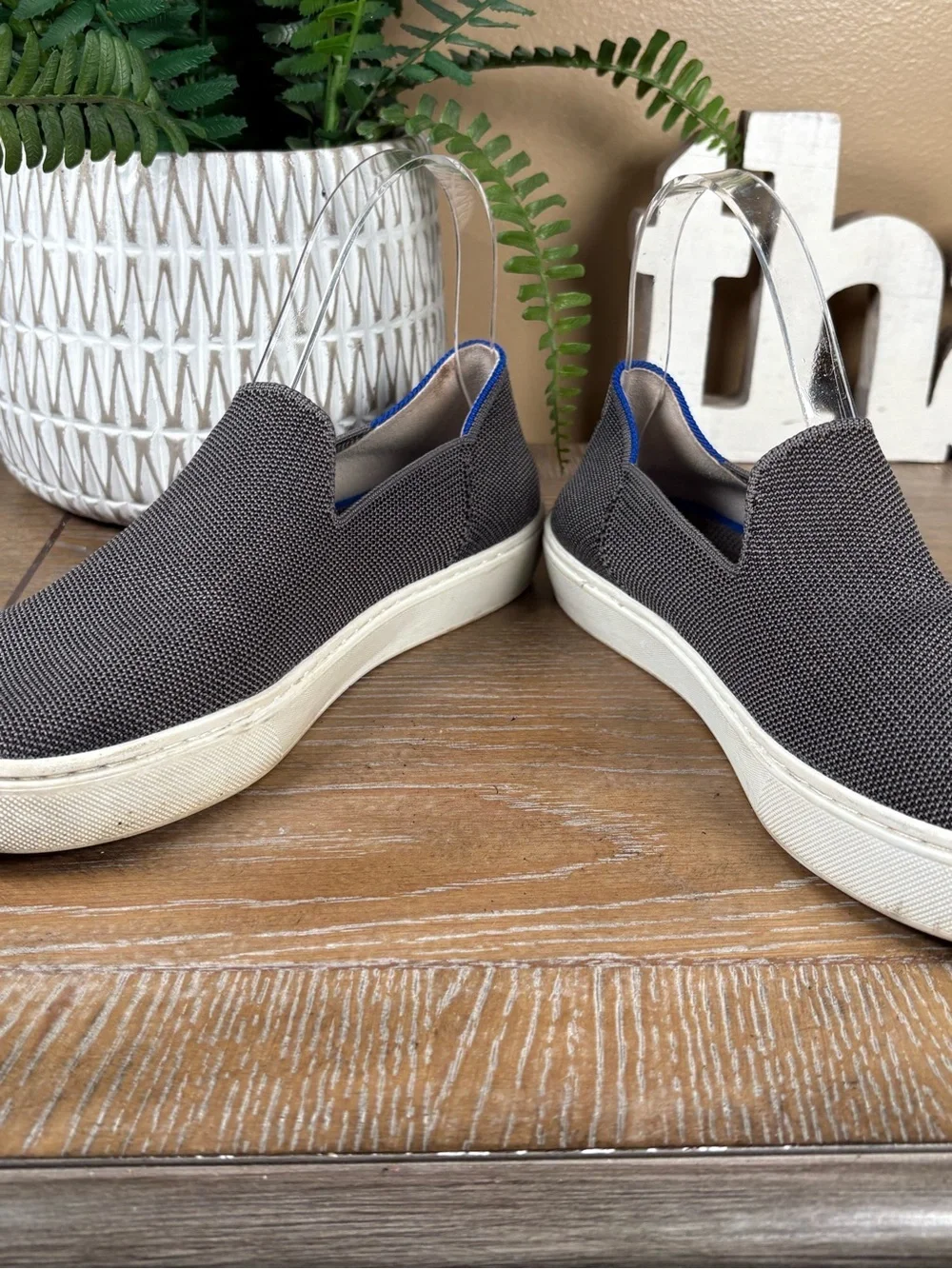 Rothy's The Original Slip-On Sneakers in a Gray knit fabric Women's Size 7.5